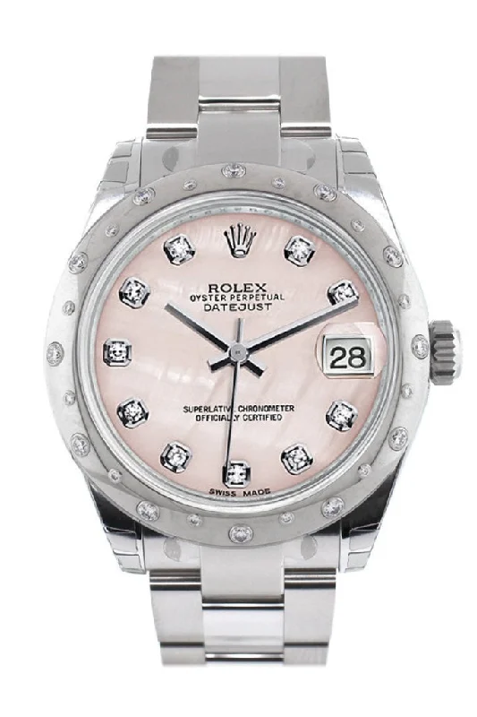 Rolex Datejust 31 Pink Mother of Pearl Diamond Dial Dome set with Diamonds BezelLadies Watch 178344 Pre-owned