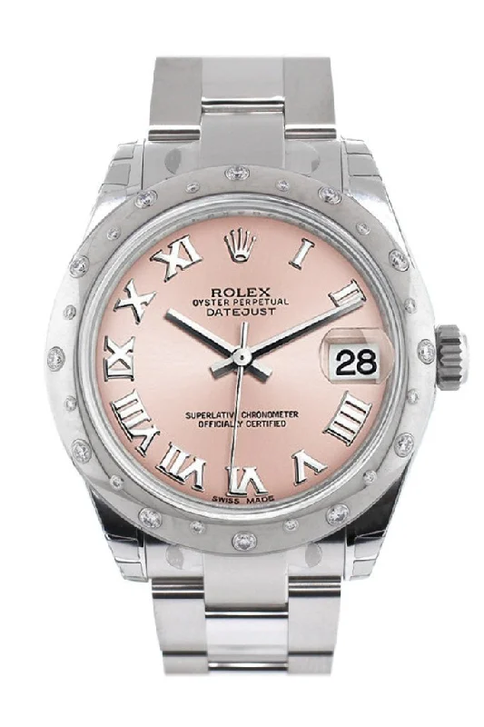 Rolex Datejust 31 Pink Roman Dial Dome set with Diamonds Bezel Ladies Watch 178344 Pre-owned