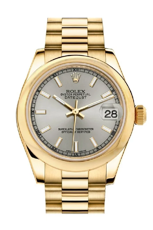 Rolex Datejust 31 Silver Dial 18K Yellow Gold President Ladies Watch 178248 Pre-owned