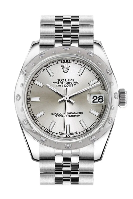 Rolex Datejust 31 Silver Dial Dome set with Diamonds Bezel Jubilee Ladies Watch 178344 Pre-owned