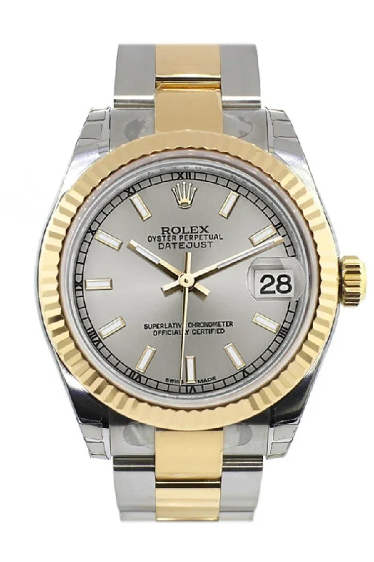 Rolex Datejust 31 Silver Dial Fluted Bezel 18K Gold Two Tone Ladies 178273 Pre-owned