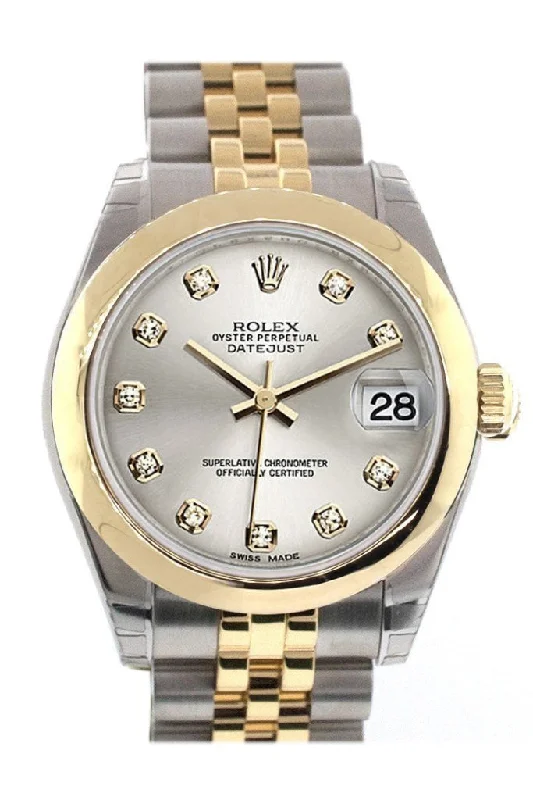 Rolex Datejust 31 Silver Diamond Dial 18K Gold Two Tone Jubilee Ladies 178243 Pre-owned