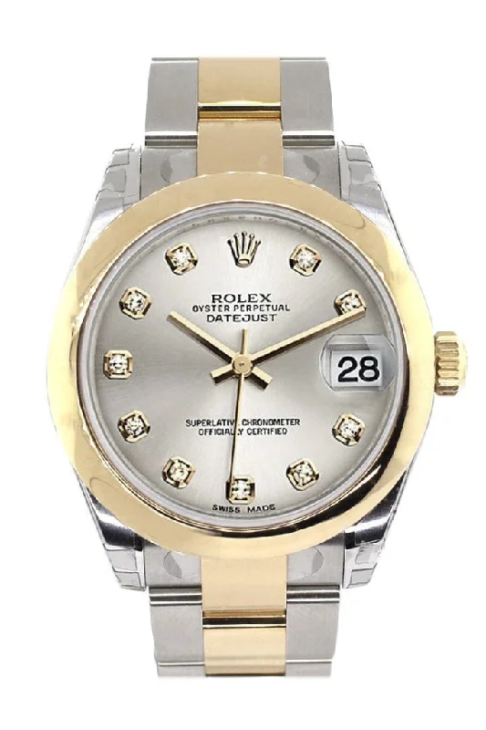 Rolex Datejust 31 Silver Diamond Dial 18K Gold Two Tone Ladies 178243 Pre-owned