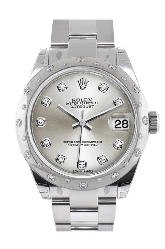 Rolex Datejust 31 Silver Diamond Dial Dome set with Diamonds Bezel Ladies Watch 178344 Pre-owned