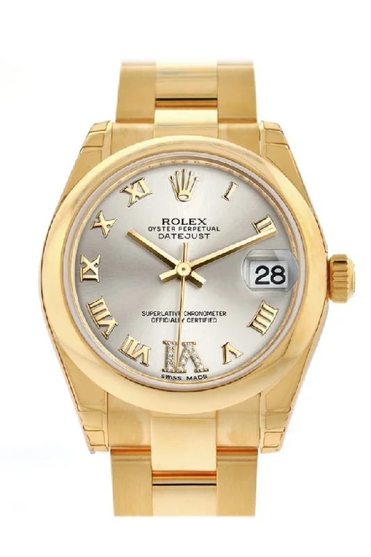 Rolex Datejust 31 Silver Large VI  Diamond Dial 18K Yellow Gold Ladies Watch 178248 Pre-owned