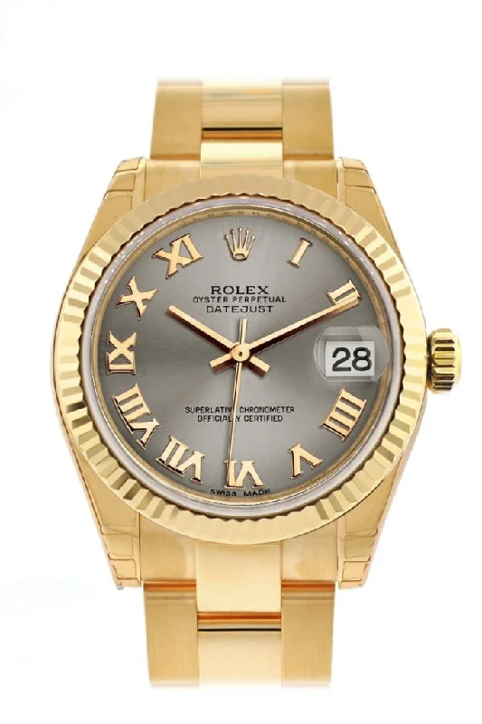 Rolex Datejust 31 Steel Roman Dial Fluted Bezel 18K Yellow Gold Ladies Watch 178278 Pre-owned