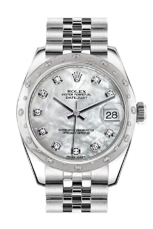 Rolex Datejust 31 White Mother of Pearl Diamond Dial Diamonds Bezel Jubilee Ladies Watch 178344 Pre-owned