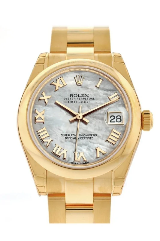 Rolex Datejust 31 White Mother of Pearl Roman Dial 18K Yellow Gold Ladies Watch 178248 Pre-owned