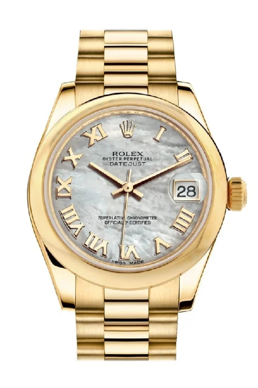 Rolex Datejust 31 White Mother of Pearl Roman Dial 18K Yellow Gold President Ladies Watch 178248 Pre-owned