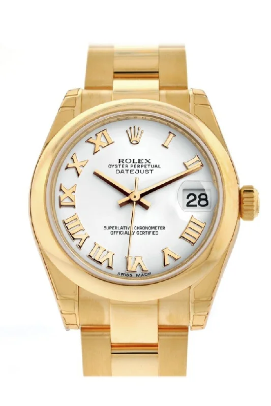 Rolex Datejust 31 White Roman Dial 18K Yellow Gold Ladies Watch 178248 Pre-owned