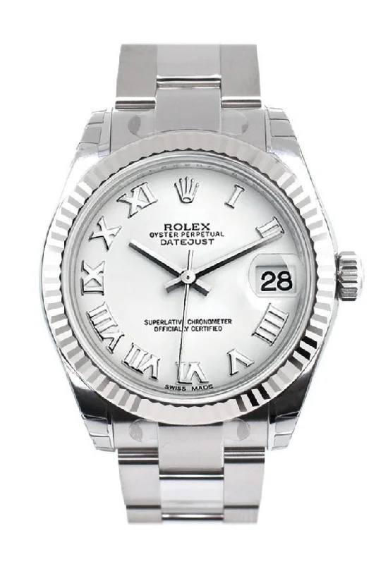 Rolex Datejust 31 White Roman Dial White Gold Fluted Bezel Ladies Watch 178274 Pre-owned