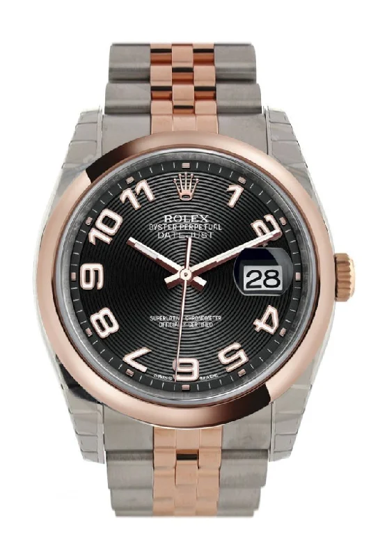 Rolex Datejust 36 Black Arab Dial Steel and 18k Rose Gold Jubilee Watch 116201 Pre-owned