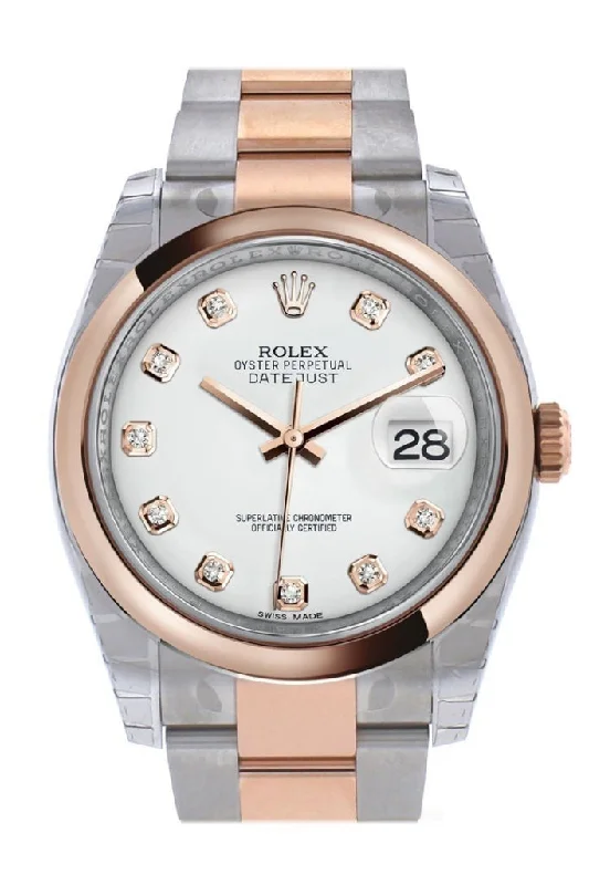 Rolex Datejust 36 White set with diamonds Dial Steel and 18k Rose Gold Oyster Watch 116201 Pre-owned