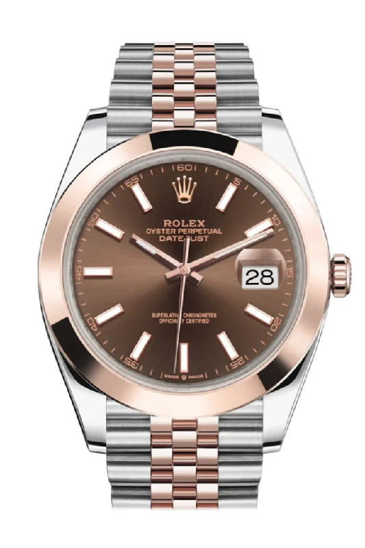 Rolex Datejust 41 Chocolate Dial Steel and 18K Rose Gold Men's Watch 126301