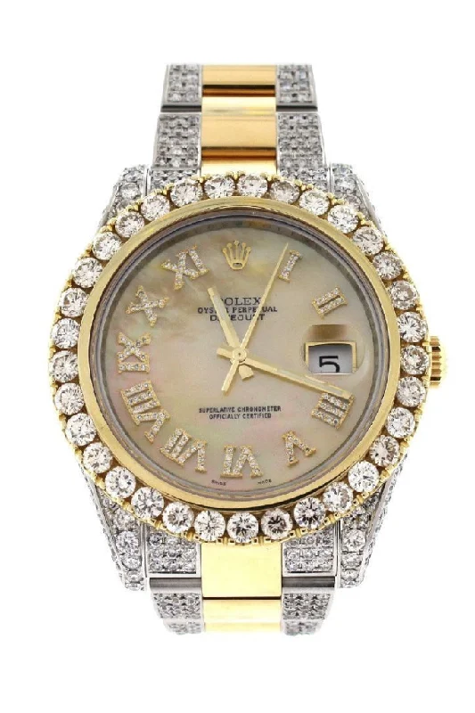 Custom Rolex Datejust II 41 Roman Dial Diamonds Mens Watch 116333 Pre-owned