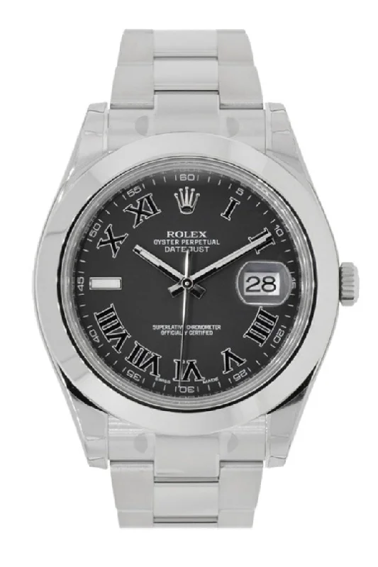 Rolex Datejust II Black Roman Dial Stainless Steel Oyster Automatic Men's Watch 116300 Pre-owned