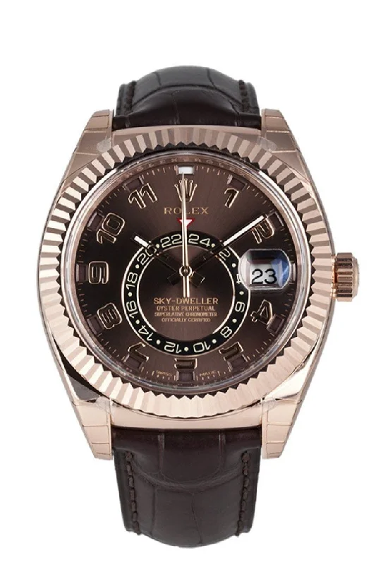 ROLEX Sky-Dweller 42 Chocolate Arab Dial 18K Rose Gold Men's Watch 326135