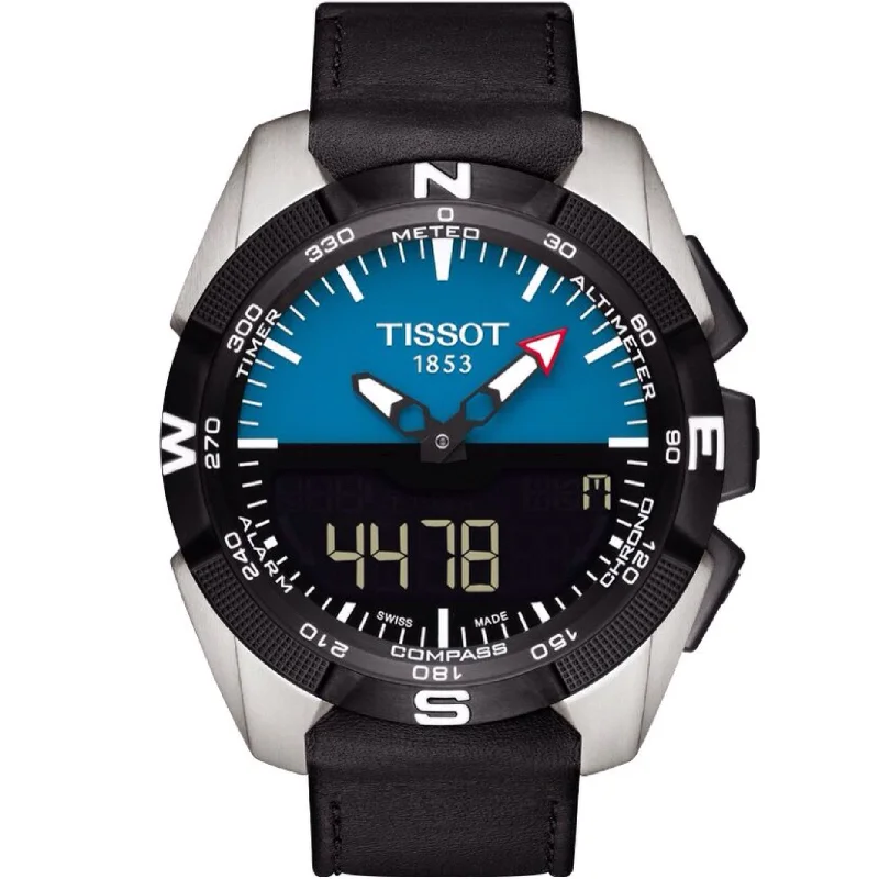 Tissot T-Touch Expert Solar Black Dial Black Leather Strap Men's Quartz 100 Meters Watch