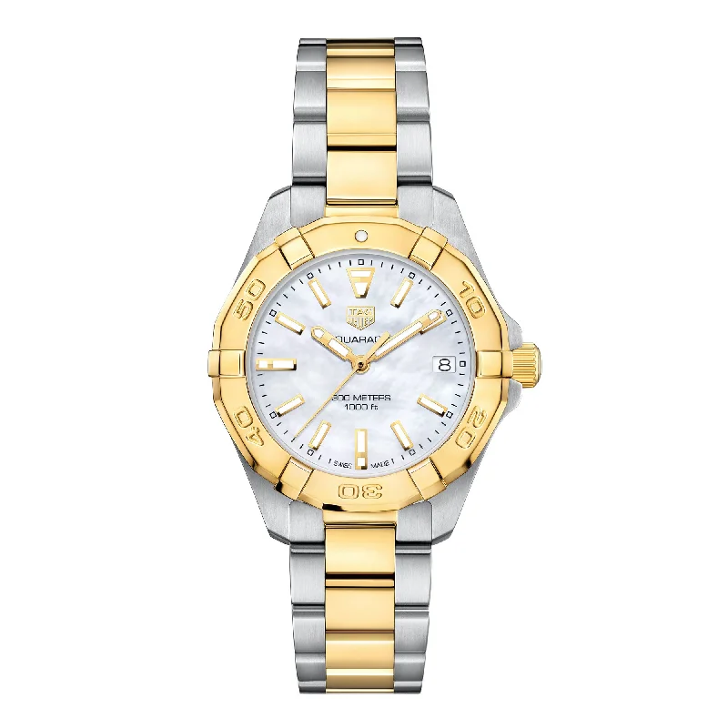 TAG Heuer Aquaracer Quartz Ladies Mother of Pearl Steel & Yellow Gold Coating Watch