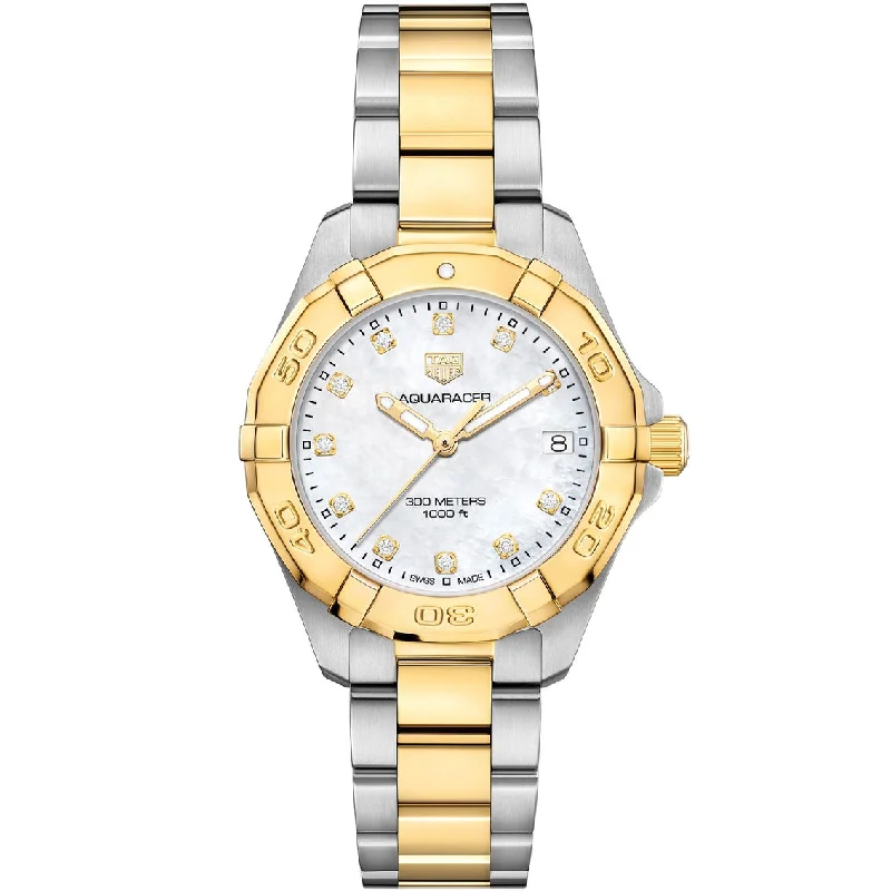 TAG Heuer Aquaracer Quartz Ladies Mother of Pearl Steel & Yellow Gold Coating Watch