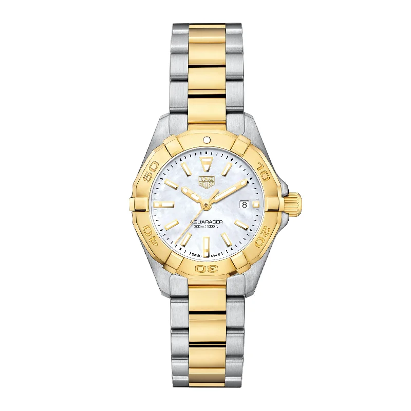 TAG Heuer Aquaracer Quartz Ladies Mother of Pearl Steel & Yellow Gold Coating Watch