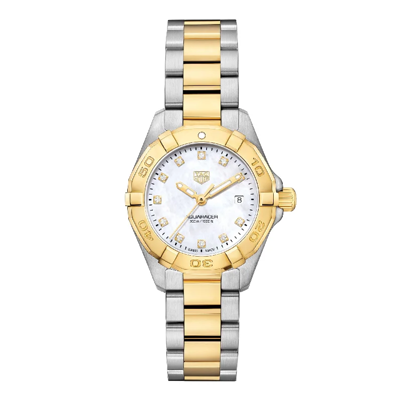 TAG Heuer Aquaracer Quartz Ladies Mother of Pearl Steel & Yellow Gold Coating Watch