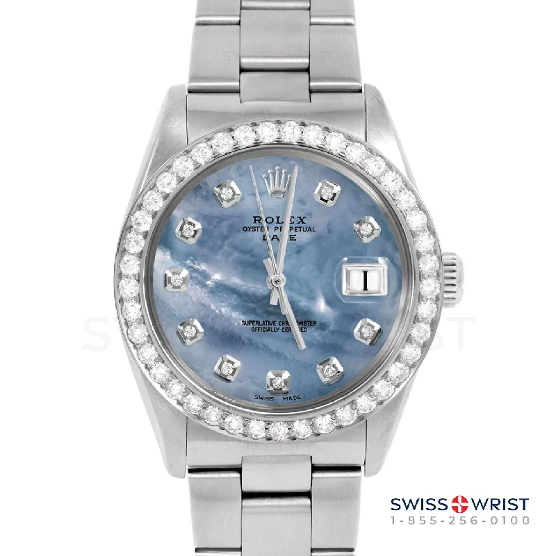 Rolex Date 34mm | 1500-SS-BLMOP-DIA-AM-2CT-OYS