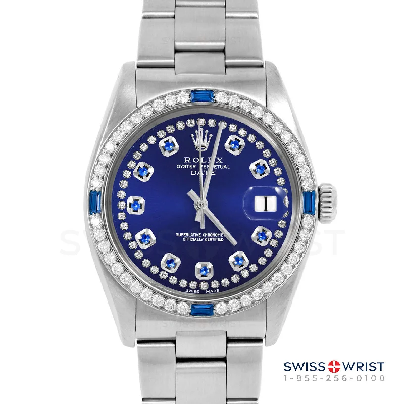 Rolex Date 34mm | 1500-SS-BLU-STRS-4SPH-OYS