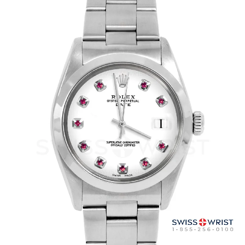 Rolex Date 34mm | 1500-SS-WHT-RBY-AM-SMT-OYS