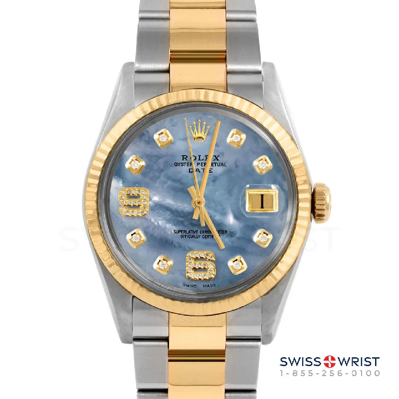 Rolex Date 34mm | 1500-TT-BLMOP-8DA69-FLT-OYS