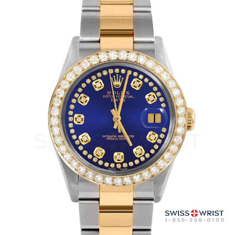 Rolex Date 34mm | 1500-TT-BLU-STRD-2CT-OYS