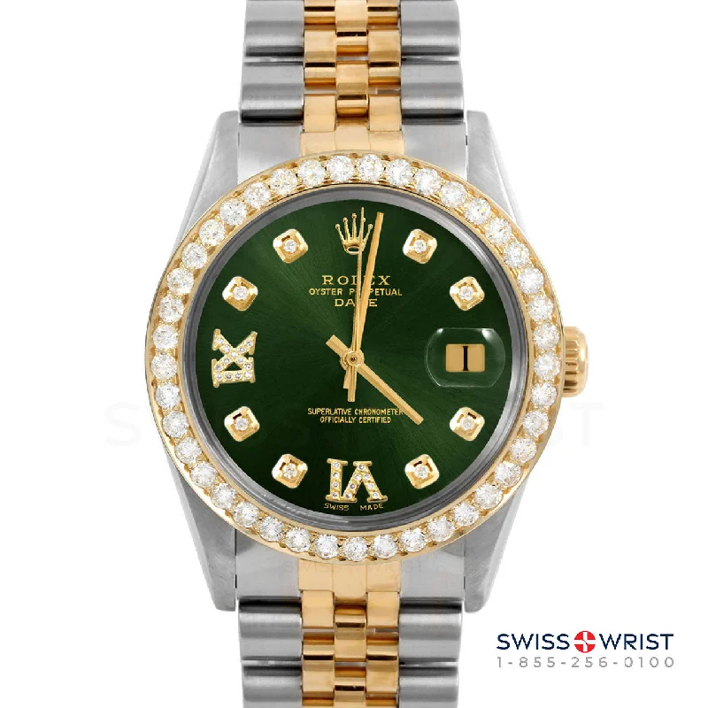 Rolex Date 34mm | 1500-TT-GRN-8DR69-2CT-JBL