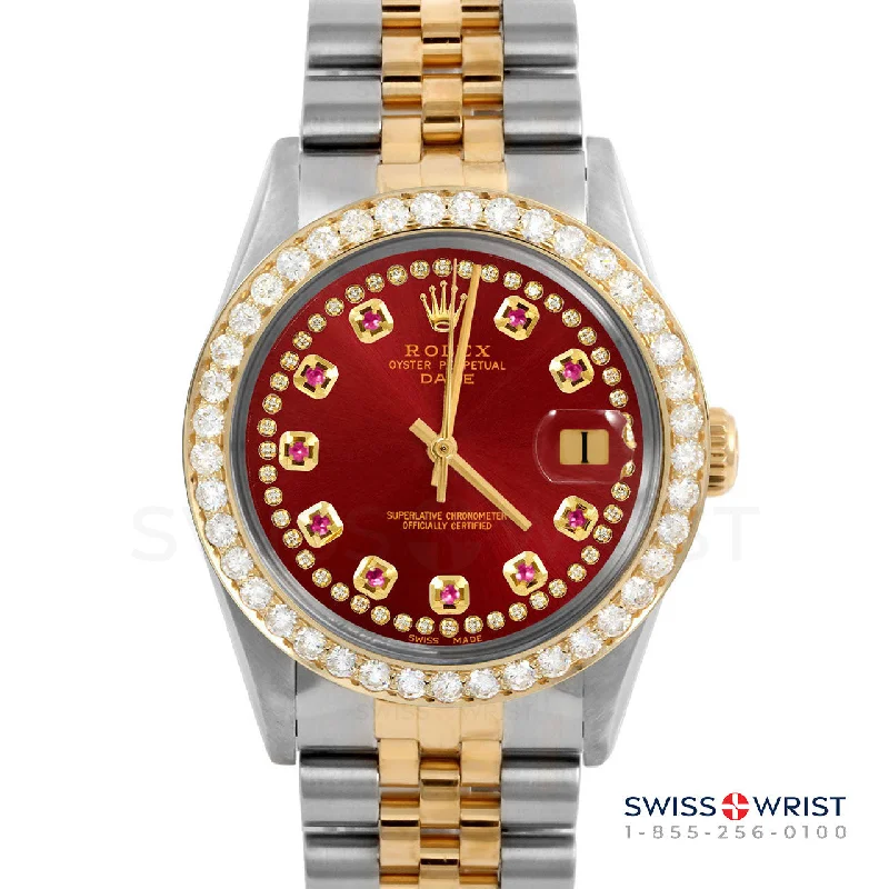 Rolex Date 34mm | 1500-TT-RED-STRR-2CT-JBL