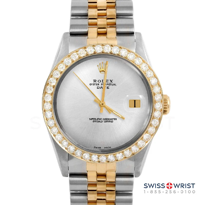 Rolex Date 34mm | 1500-TT-SLV-NOHM-2CT-JBL