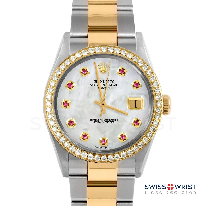 Rolex Date 34mm | 1500-TT-WMOP-RBY-AM-BDS-OYS