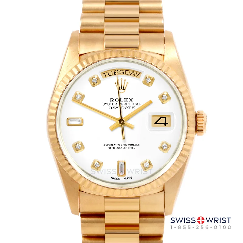 Rolex Day-Date 36mm | 18038-WHT-DIA-AM-FLT-PRS