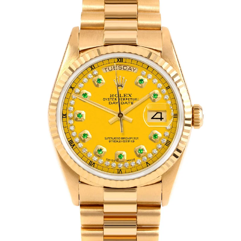 Rolex Day-Date 36mm | 18238-YLW-STRE-FLT-PRS