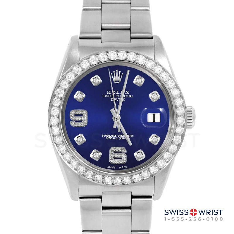 Rolex Date 34mm | 1500-SS-BLU-8DA69-2CT-OYS