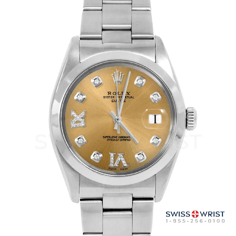 Rolex Date 34mm | 1500-SS-CHM-8DR69-SMT-OYS