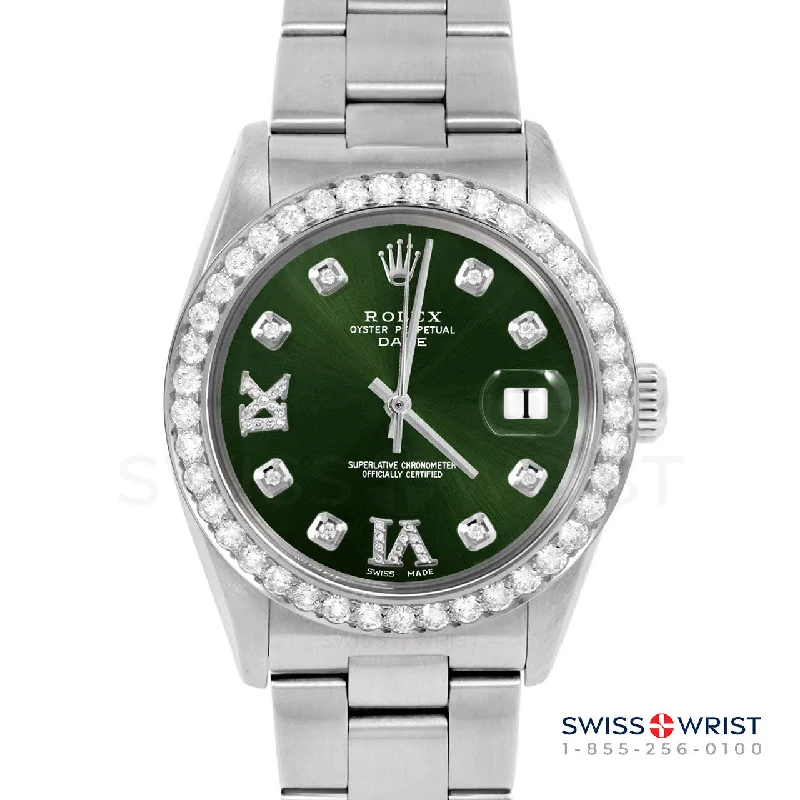 Rolex Date 34mm | 1500-SS-GRN-8DR69-2CT-OYS