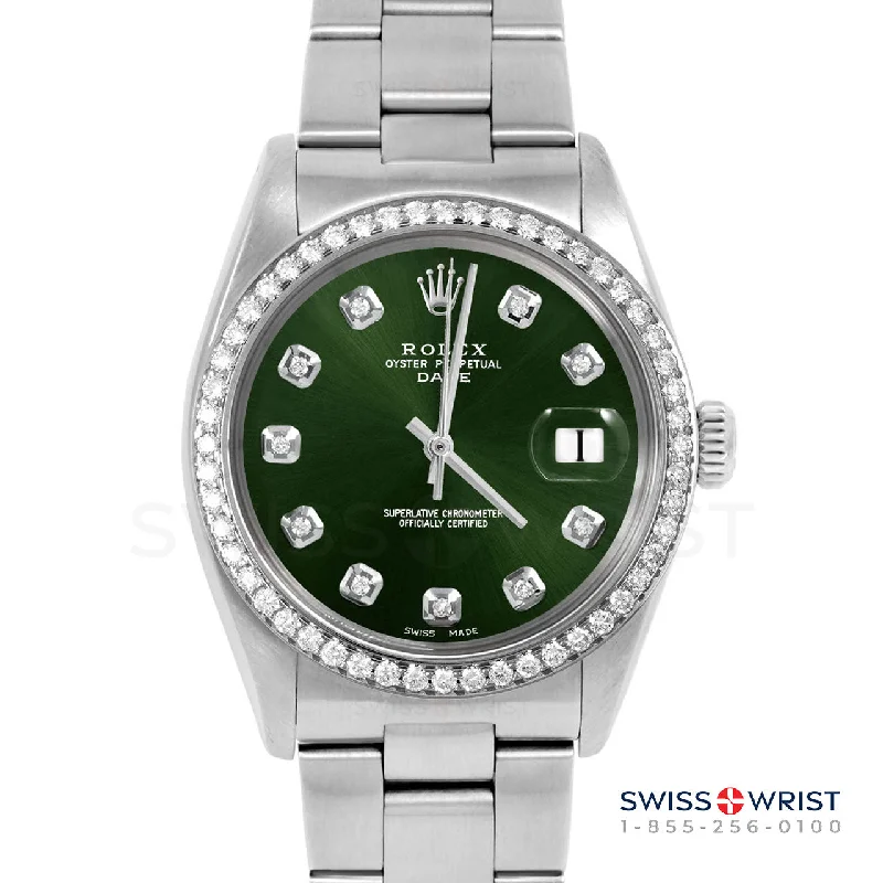 Rolex Date 34mm | 1500-SS-GRN-DIA-AM-BDS-OYS