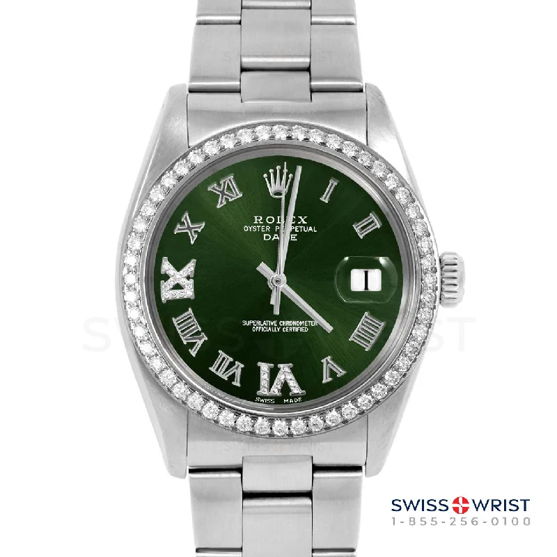 Rolex Date 34mm | 1500-SS-GRN-RDR69-BDS-OYS