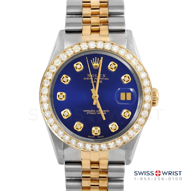 Rolex Date 34mm | 1500-TT-BLU-DIA-AM-2CT-JBL