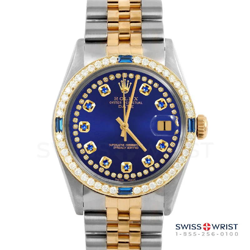 Rolex Date 34mm | 1500-TT-BLU-STRS-4SPH-JBL