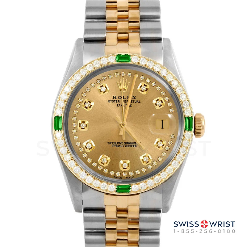 Rolex Date 34mm | 1500-TT-CHM-STRD-4EMD-JBL