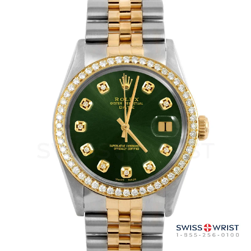 Rolex Date 34mm | 1500-TT-GRN-DIA-AM-BDS-JBL