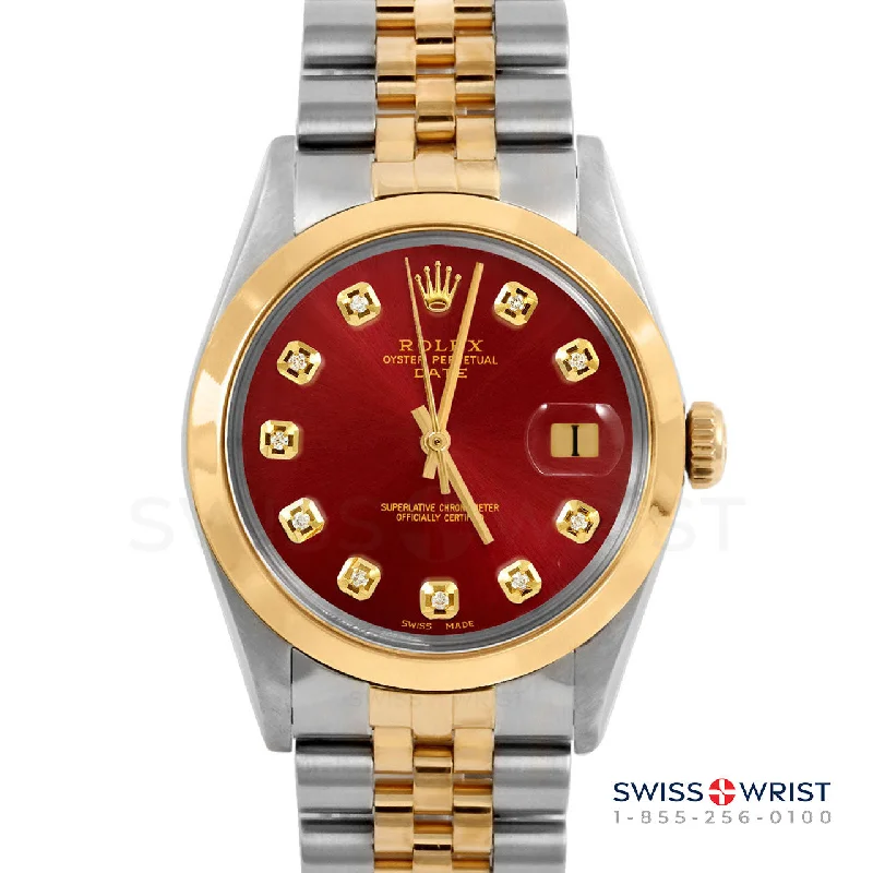 Rolex Date 34mm | 1500-TT-RED-DIA-AM-SMT-JBL