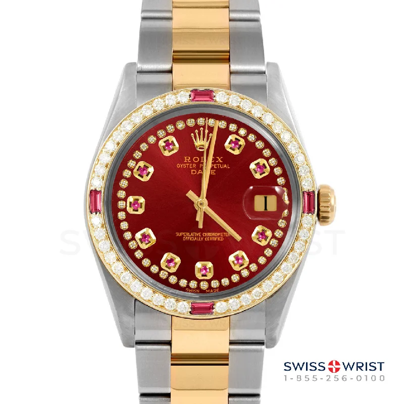 Rolex Date 34mm | 1500-TT-RED-STRR-4RBY-OYS