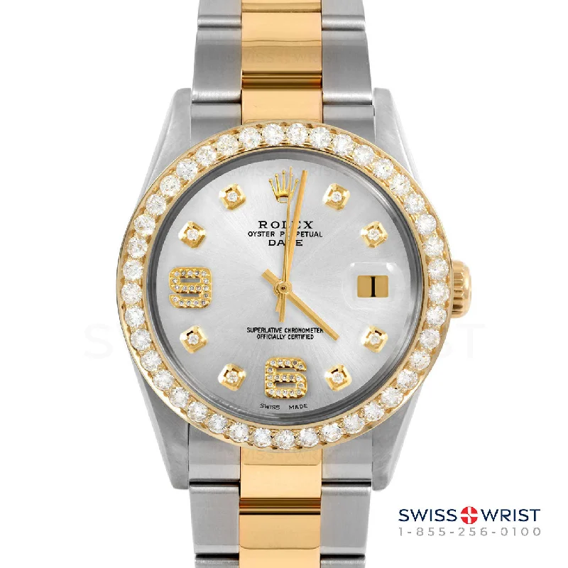 Rolex Date 34mm | 1500-TT-SLV-8DA69-2CT-OYS