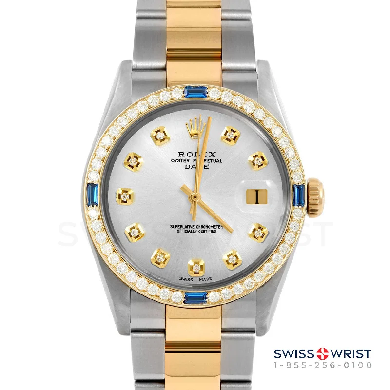 Rolex Date 34mm | 1500-TT-SLV-DIA-AM-4SPH-OYS